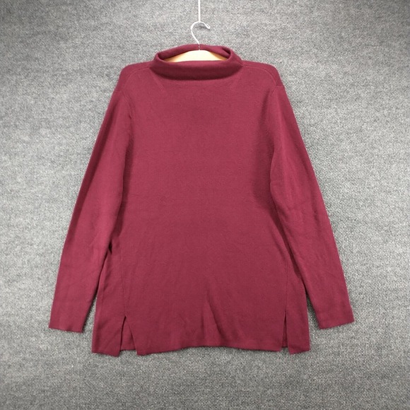 J. Jill Women's Pullover Knit Sweater Red Burgundy Medium Long Sleeve Mock Neck - Picture 2 of 13